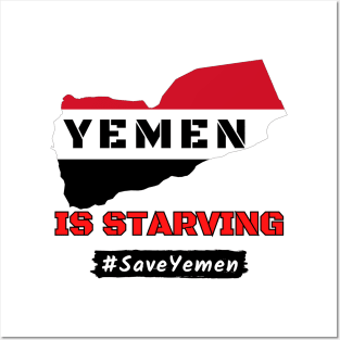 Yemen is starving - Yemen map and flag colors Posters and Art